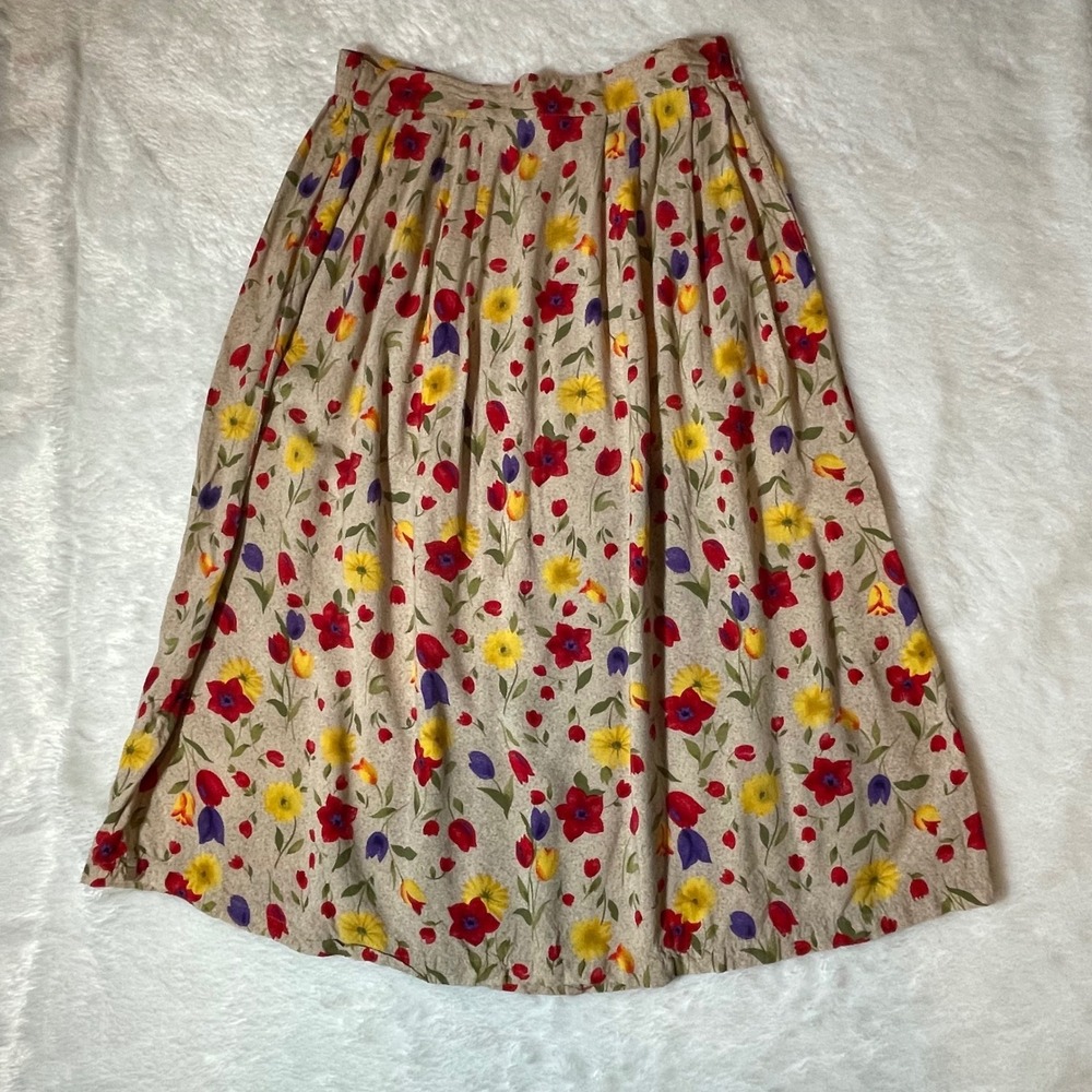 VTG Sag Harbor Petite Floral Midi Skirt Medium 90s Grunge‎ Cottagecore Whimsical